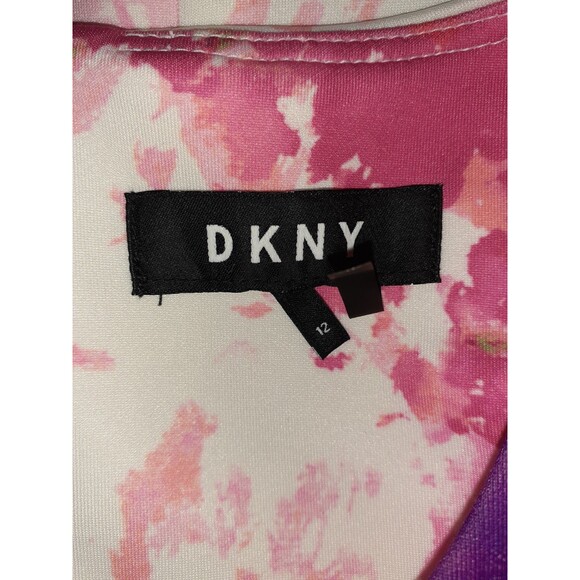 DKNY Size 12 Sheath Dress Pink White Green Floral Sleeveless Stretch Knee Length - Picture 6 of 6